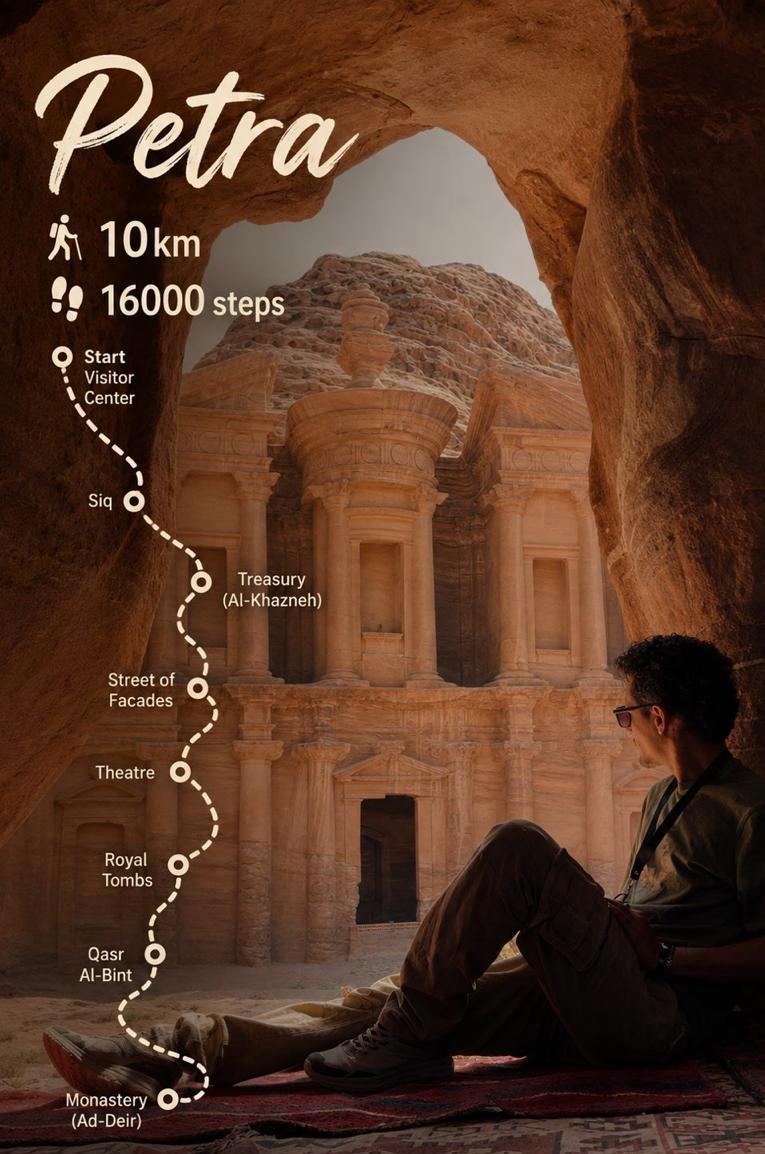 Arsalan overlooking Petra's sandstone landscape